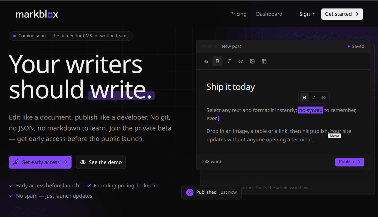The Markblox editor